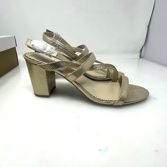 Charter Club Lunah Sparkly Asymmetrical Strap Dress Sandals in Gold 9.5 M New - Picture 5 of 9